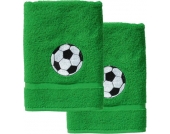Handtuch 2er Set, je 50 x 100 cm, Fußball, grün