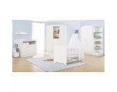 Komplett Kinderzimmer JIL, 3-tlg. (Kinderbett, Wickelkommode und 3-türiger Kleiderschrank), Kiefer/Weiß lackiert Gr. 70 x 140
